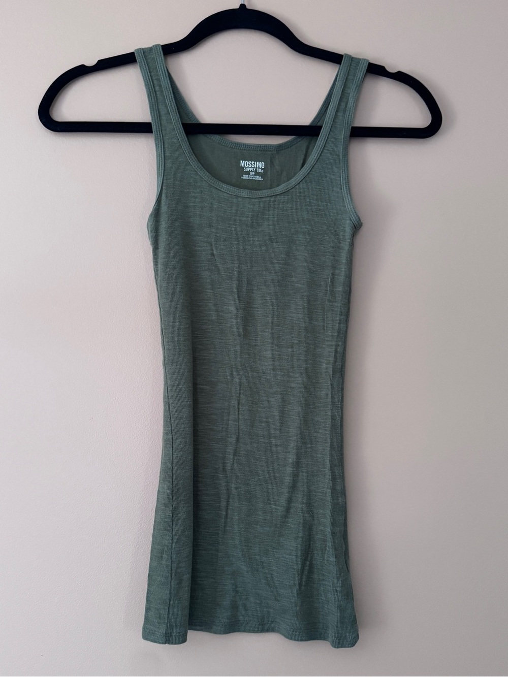 Olive Ribbed Longline Tank Top